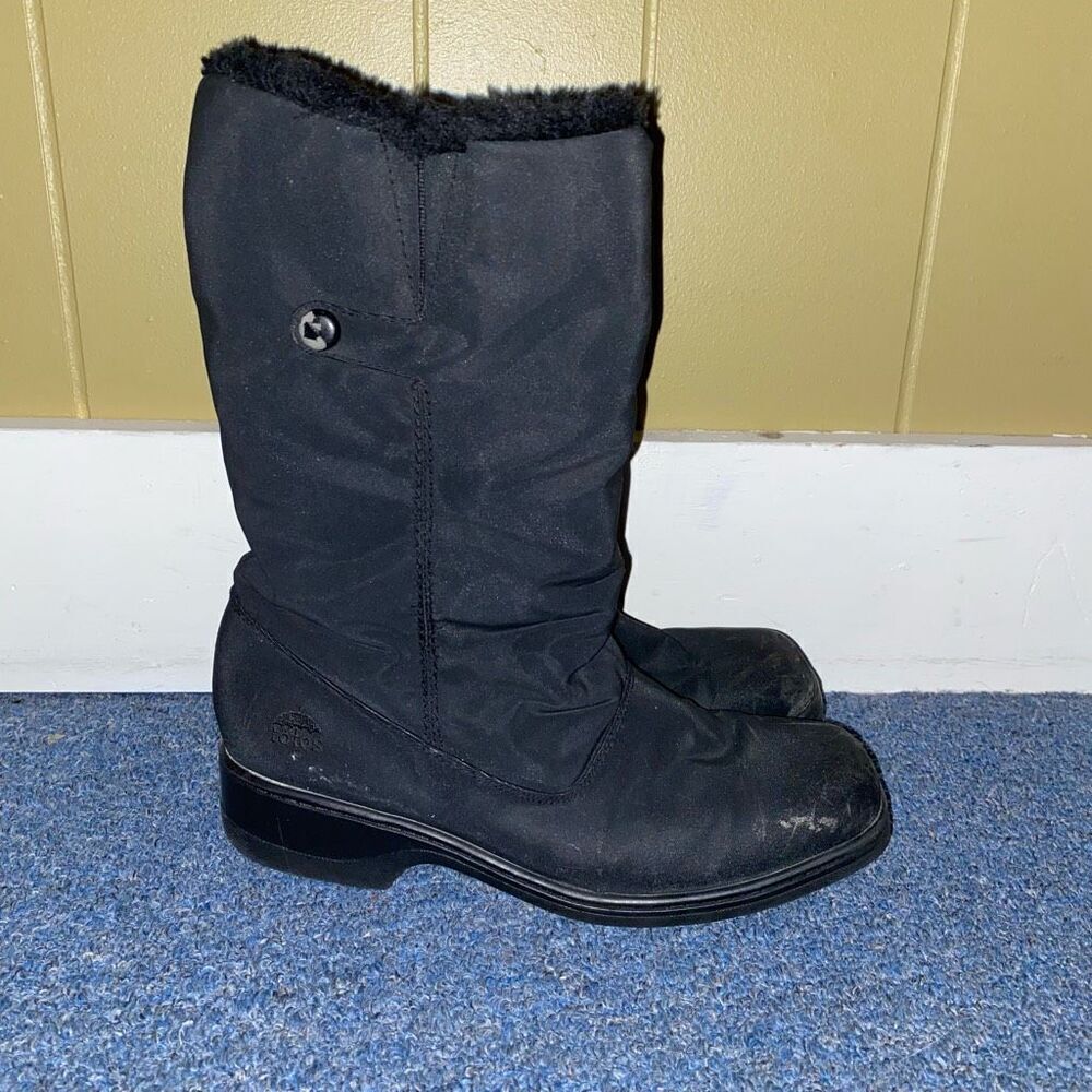 Totes women 9 snowcap weather footwear mid calf snow boots w/size zipper black